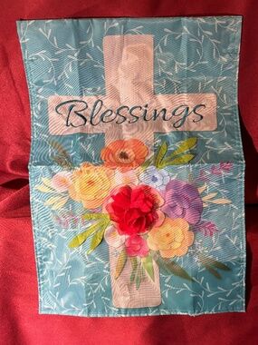 GARDEN FLAG Blessings on Cross